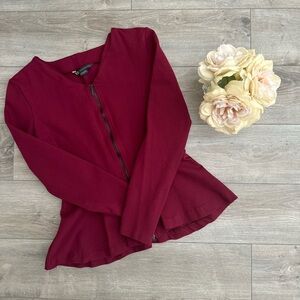 ARMANI EXCHANGE BURGUNDY PEPLUM ZIP UP | SZ‎ L